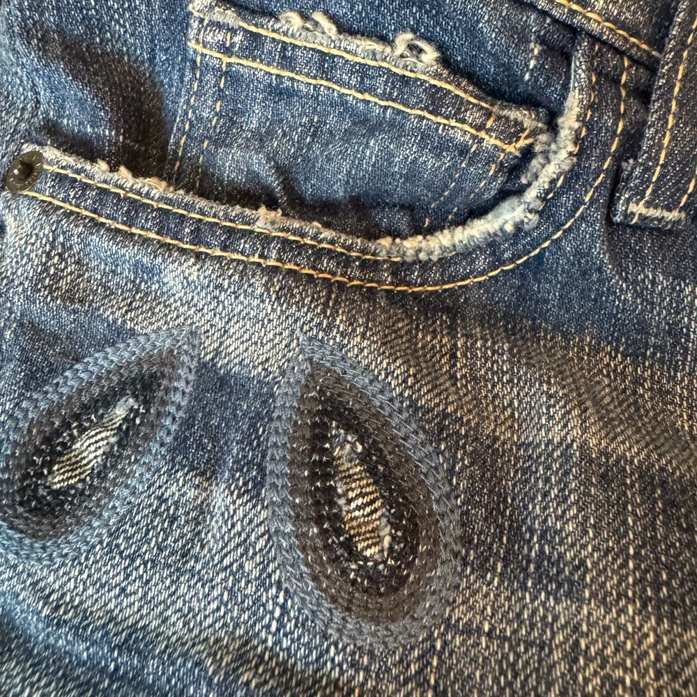 Current/Elliott The Fling Floral Embroidery Distressed Button Fly Jeans Size 27 - Picture 4 of 13